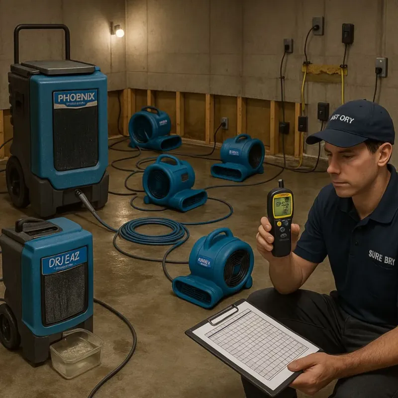 Structural Drying and Dehumidification process in Burgaw, NC